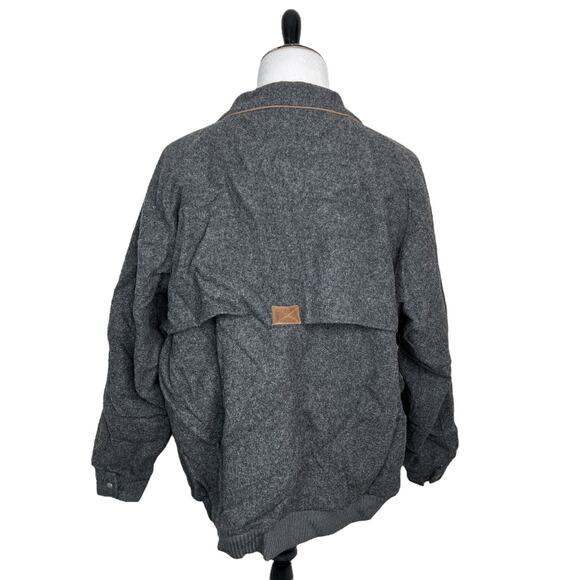 Woolrich VTG 80s Collared Bomber Jacket Flannel Lined Suede Trim Gray XXL Long - Picture 6 of 8